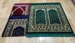 2 person Turkish prayer mat navy Islamic janamaz rug