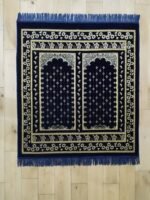 2 person Turkish prayer mat navy Islamic janamaz rug