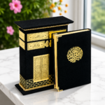 Kaaba shape quran gift box – premium velvet quran set 04